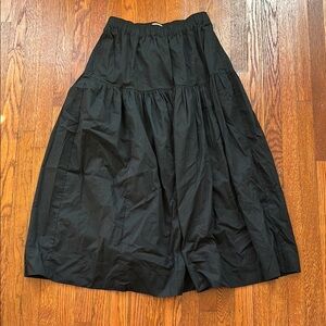 Abercrombie & Fitch Black Poplin Midi Skirt Size S Elastic Waistband 34 in long